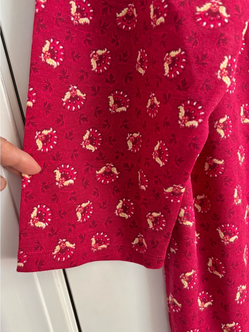 Style & Co. Pink-Red Floral Henley 3/4 Sleeve Top - Picture 6 of 6